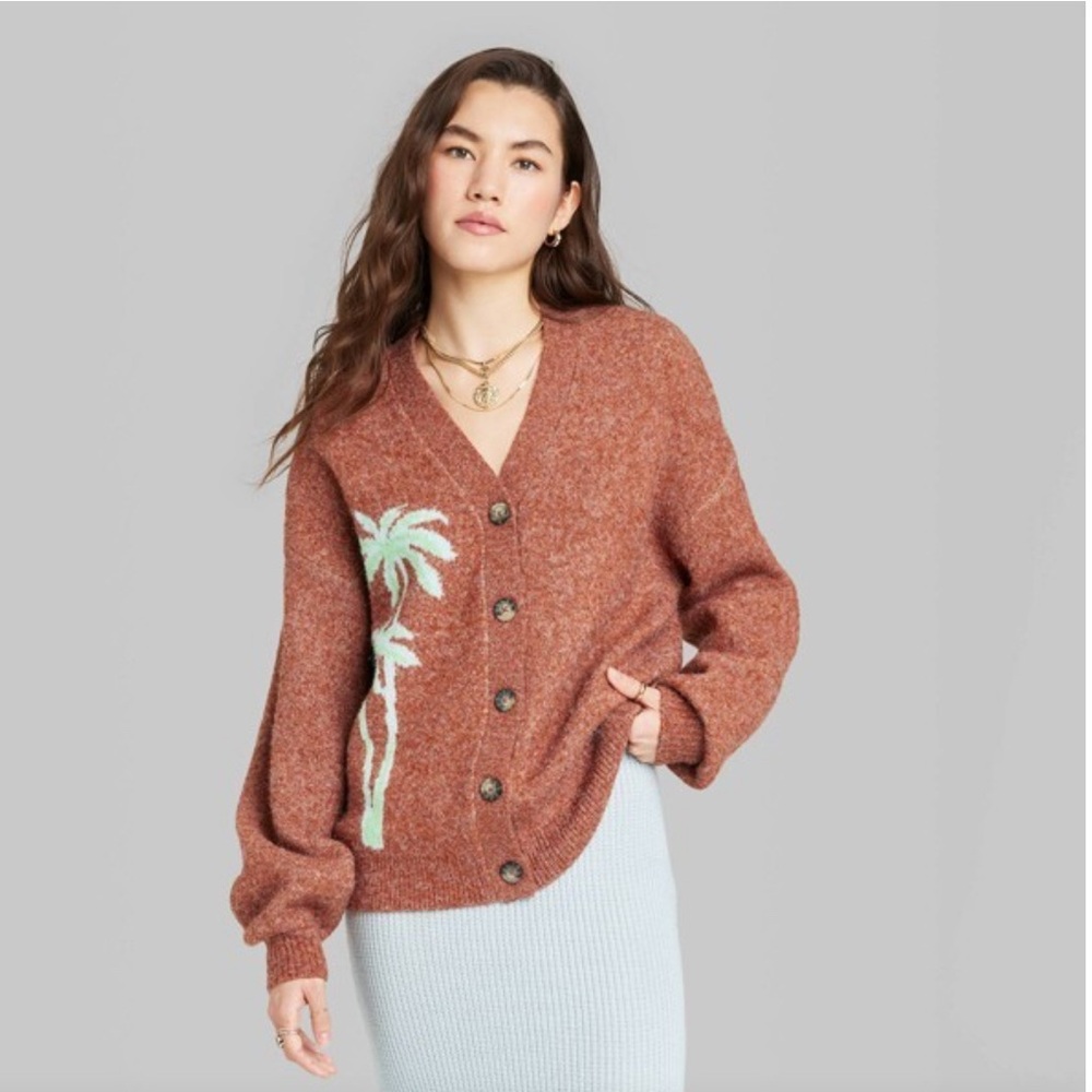 Ascot + Hart Palm Graphic Cardigan